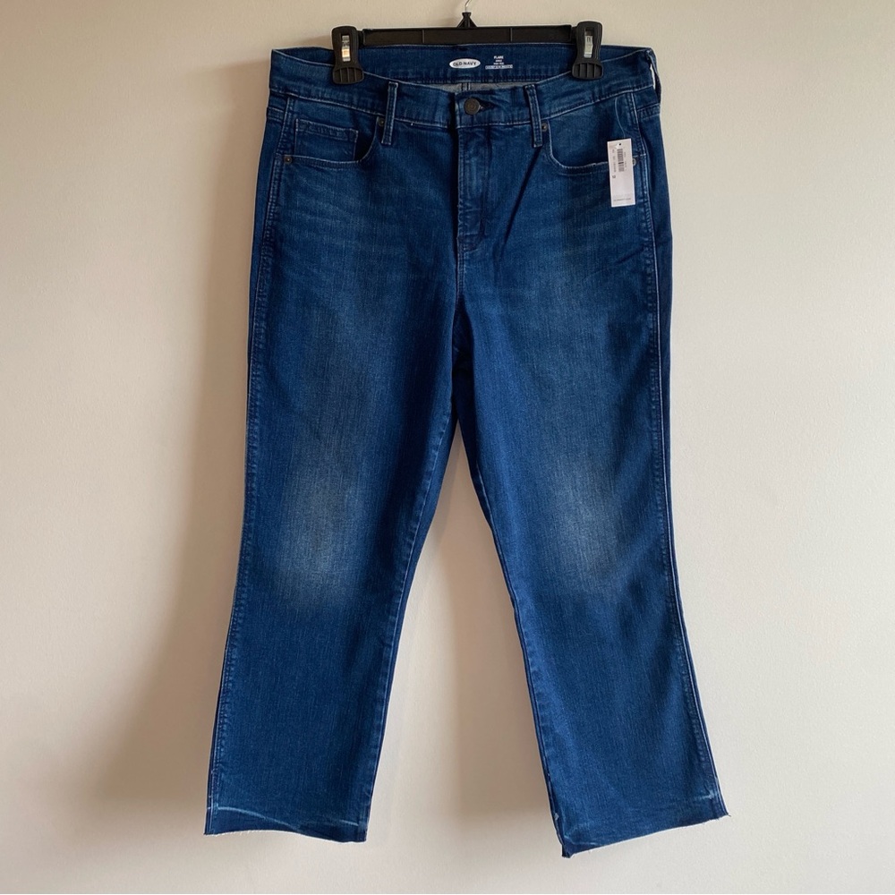 NWT Old Navy Dark Wash Denim Kick Flare Ankle High Rise Jeans Size 12